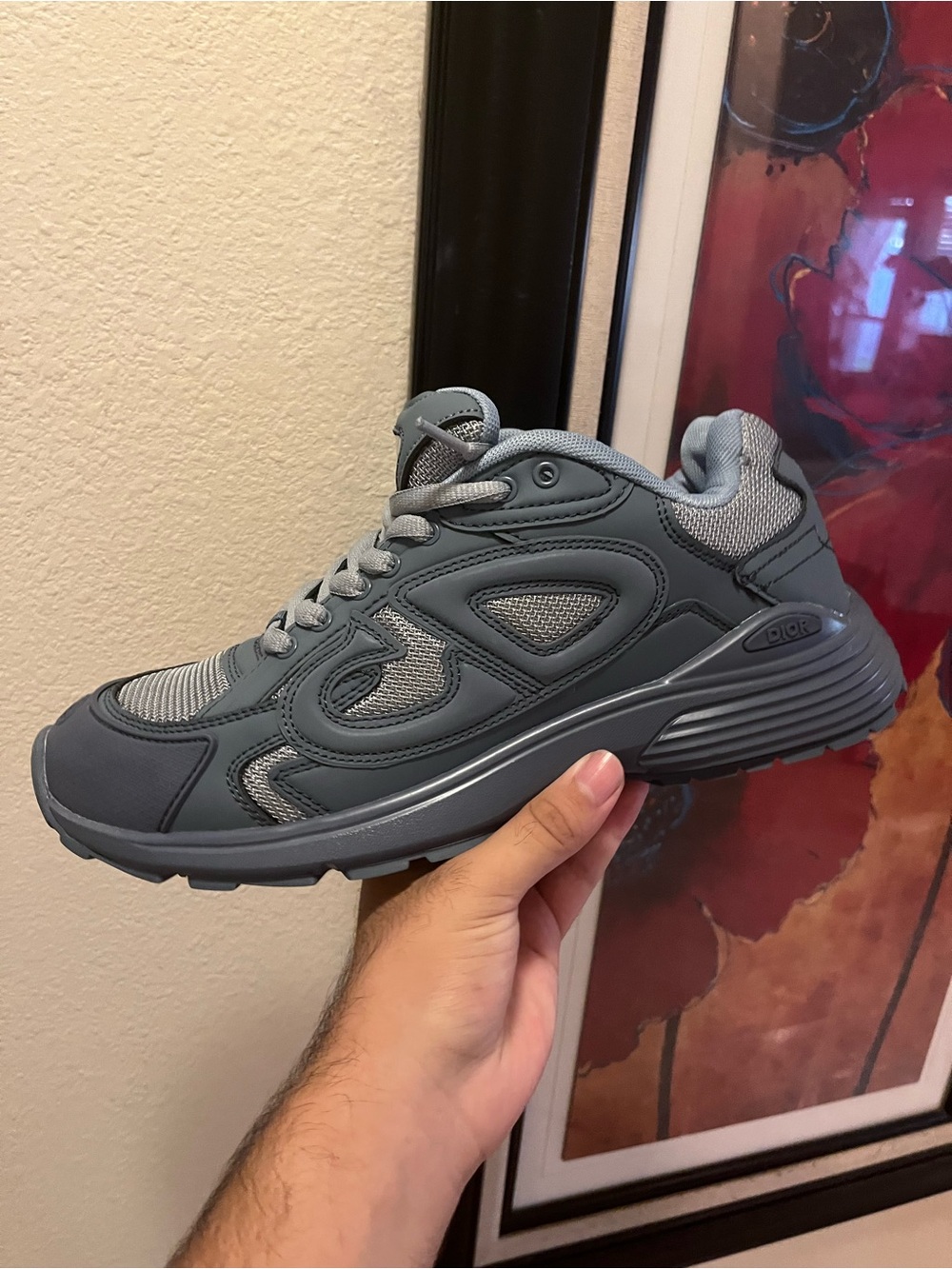 Men's Dior b30 Athletic Trainer Sneakers in Dark Gray and light blue